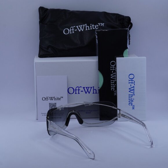 Off-White OERI103 BIG WHARF 7207 Shield Sunglasses – Silver/Grey
